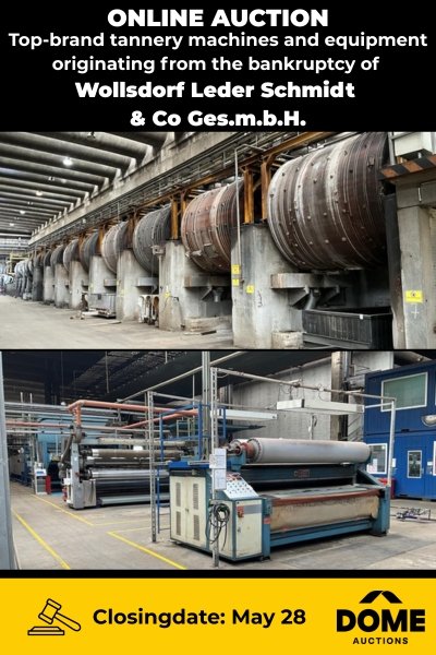 Wollsdorf Leder Tannery Machinery Now Live for Online Auction Until May 28